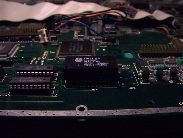 [4] Mainboard after the soldering of a socket and placement of new Dallas RTC.